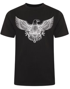 KAM T-Shirt mit Adler-Print, Schwarz